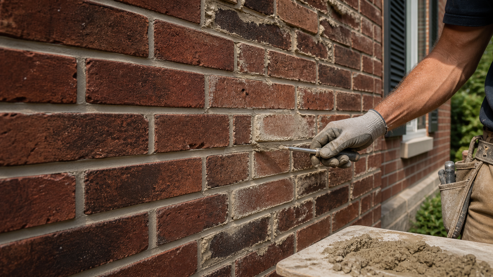 Professional repointing work on older brick joints
